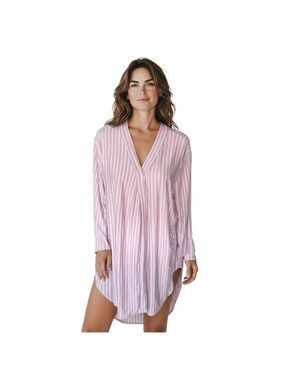 Mentally Exhausted Size M Pink White Striped Robe